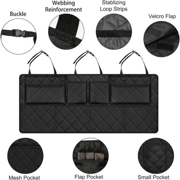 Car Trunk Organizer,Large Capacity Backseat Trunk Organizer(42"*18"),Collapsible - Picture 4 of 8